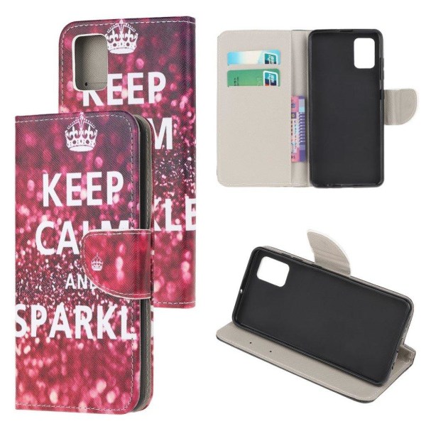 wonderland Samsung Galaxy A72 5G flip etui - citat: keep calm and glimter Pink