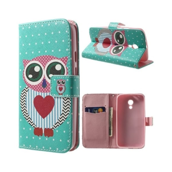 Moberg (Ihastuttava Pöllö) Motorola Moto G2 Nahkakotelo Multicolor