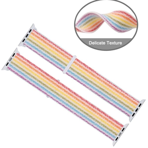 Apple Watch Series 5 44mm vedenpitävä nailon kellonauha - Väri Raita Multicolor