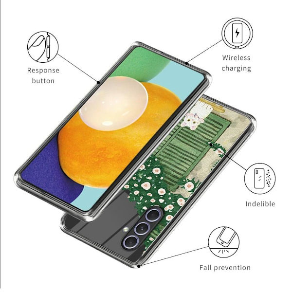 Deco Samsung Galaxy A34 5G skal - Oljemålning Katt Grön