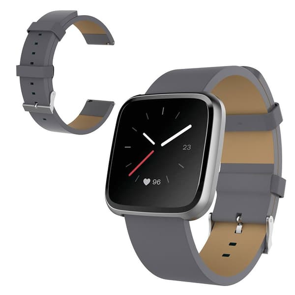 Fitbit Blaze / Versa Lite / Versa urrem i okselæder - Grå Silver grey