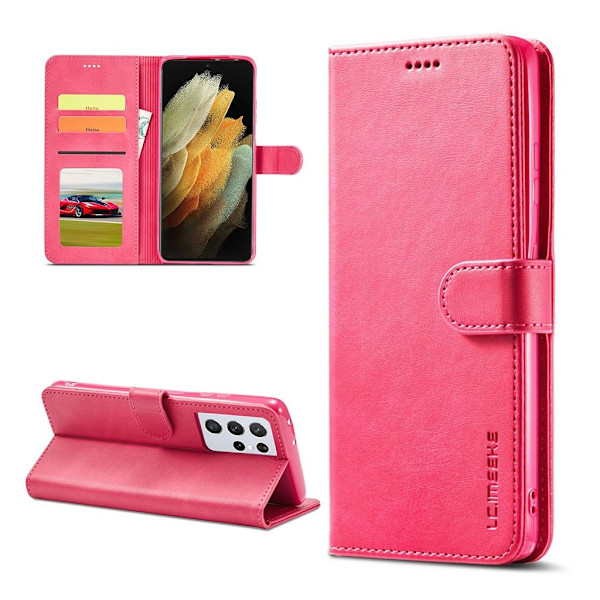 LC.IMEEKE Samsung Galaxy S21 Ultra 5G flip case - Ruusu Pink