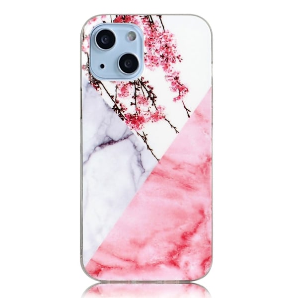 Marble design iPhone 14 cover - Blommeblomst / Marmor Pink