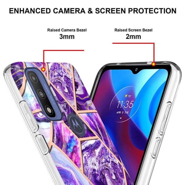 Marble Motorola G Pure Etui - Mørkelilla Purple