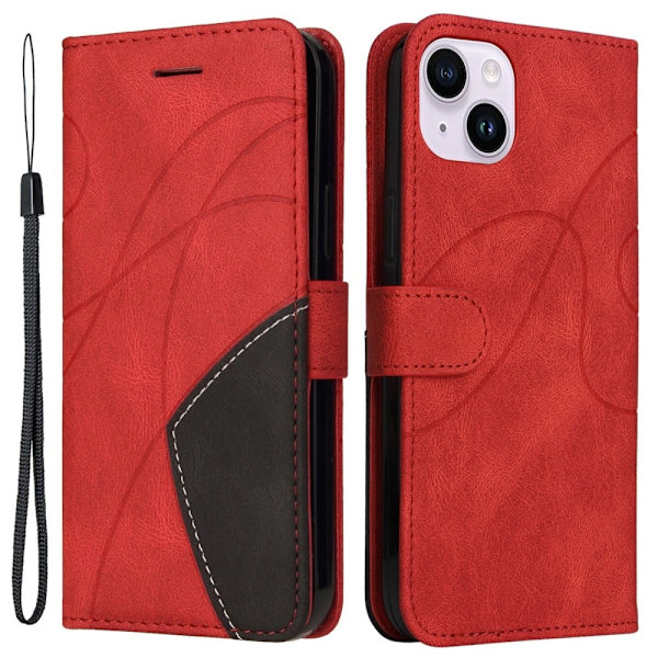 Teksturoitu nahkakotelo hihnalla iPhone 15 Plus - Punainen Red