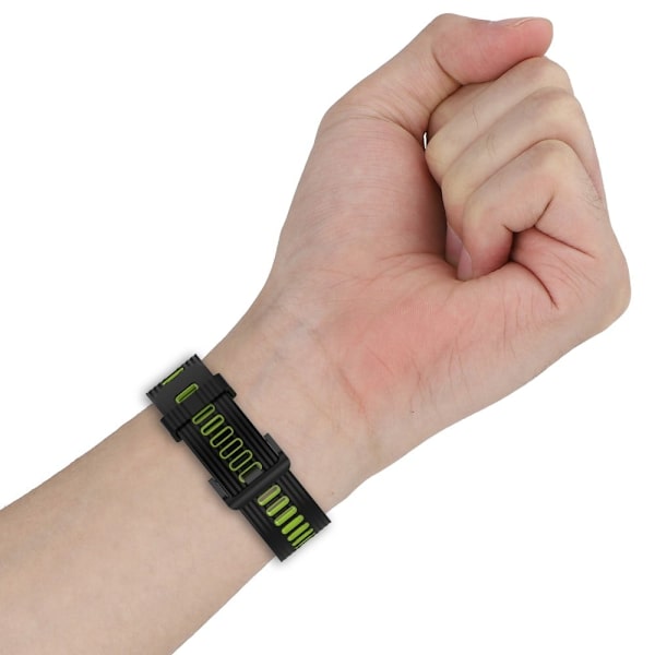20 mm universal tofarvet silikone-urrem - Sort / Lime Black