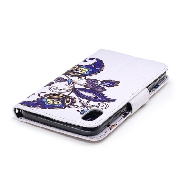 iPhone XS Max mobilfodral silikon konstläder stående plånbok - Fjäril och blomma multifärg