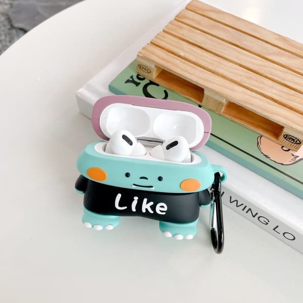 AirPods Pro sødt silikoneetui i dinosaur-design med krog Multicolor