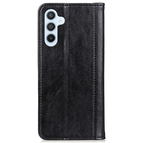 Samsung Galaxy S23 FE ægte læderetui med magnetisk lukning - Sort Black