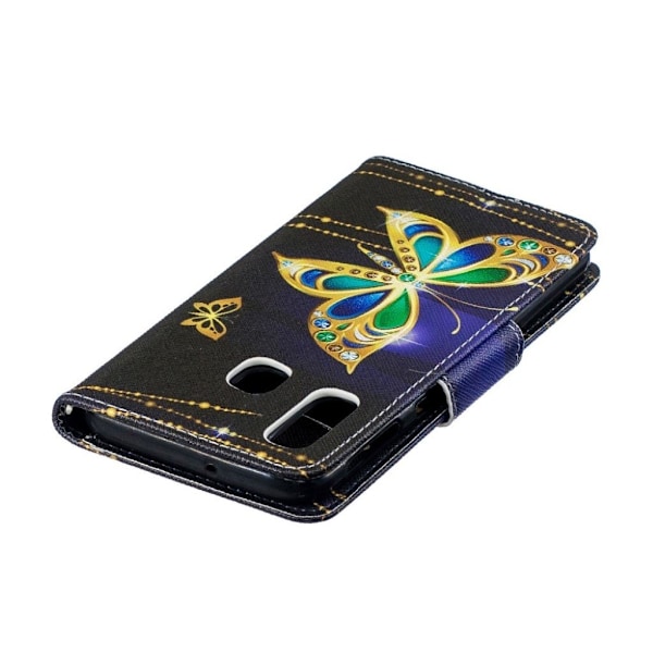 Butterfly Samsung Galaxy A40 nahkakotelo - Perhonen Ja Timantti Multicolor