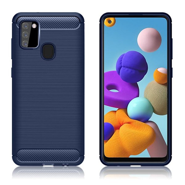 Carbon Flex Samsung Galaxy A21s deksel - Blå Blue