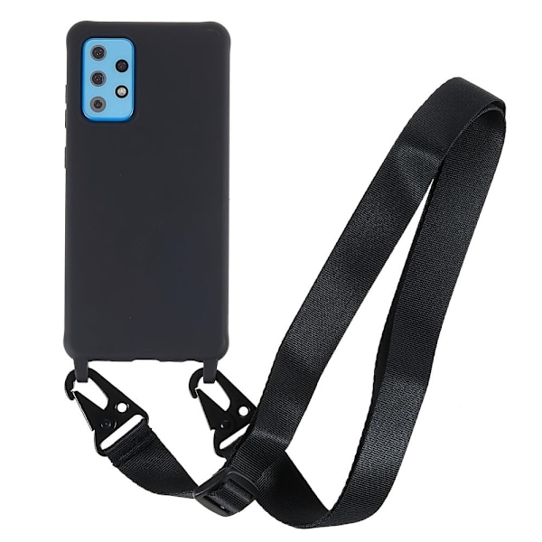 Tyndt TPU-etui med mat finish og justerbar strop til Samsung Galaxy A72 5G - Sort Black