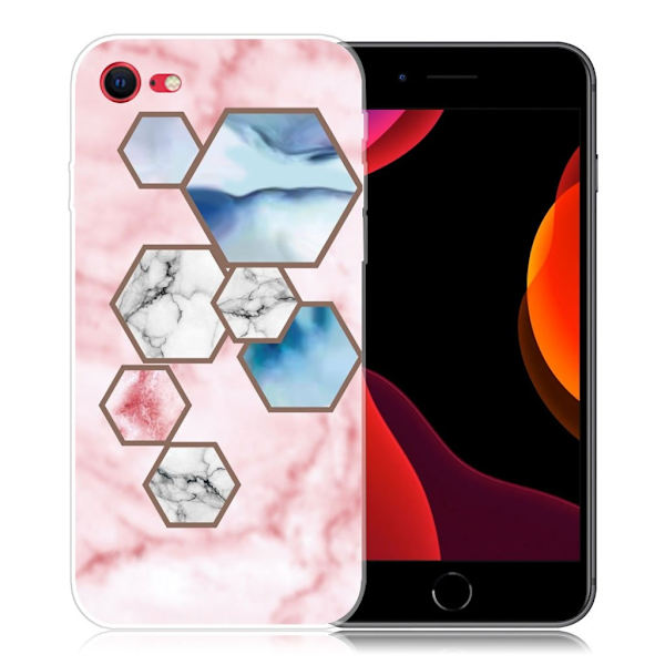 Marmormotiv iPhone SE 2020 / iPhone 7 skal - Hexagon Fragment Marmor Rosa
