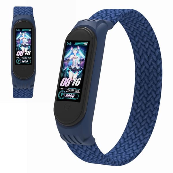 Xiaomi Mi Band 5 / 4 / 3 tyylikäs nailon ranneke - Sininen / Koko: S Blue