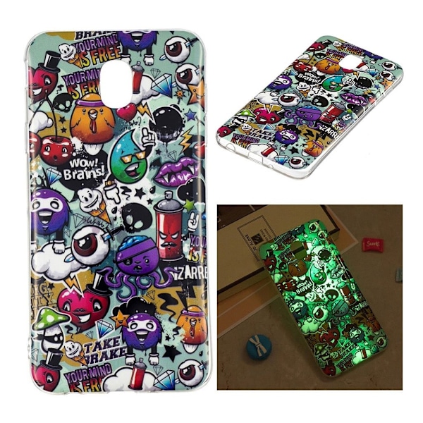 Samsung Galaxy J3 (2018) luminøs mønstret etui - Hjerner Multicolor