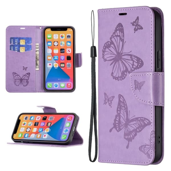 Butterfly Xiaomi Redmi Note 13 4G Læderetui - Lilla Purple