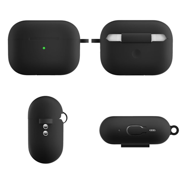 AirPods Pro 2 silikoneetui med spænde - Sort Black