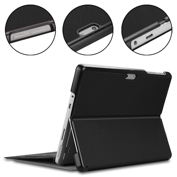 Microsoft Surface Go 10 skyddsfodral syntetläder plast stående - Svart Svart