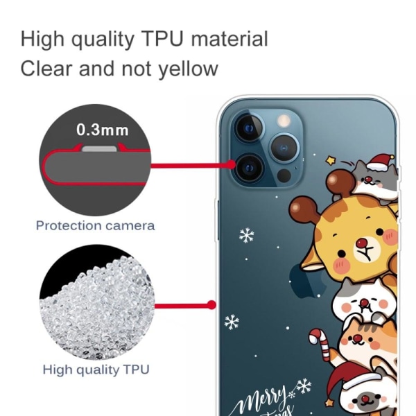 iPhone 14 Pro Funny Christmas Pattern Design Phone Case Soft Flexible Slim stødsikkert Anti-Fingerprint Cover - Søde Stablede Dyr Brown