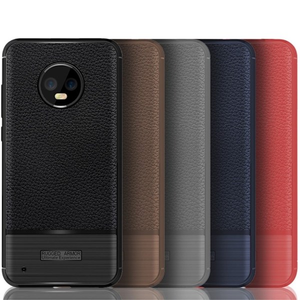 Motorola Moto G6 mobilskal TPU material elastisk skyddande halkfri smörjfri litchi textur - Grå Silvergrå