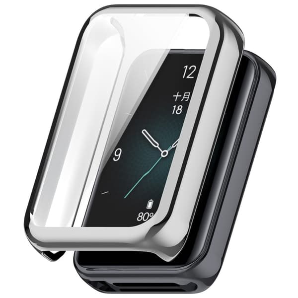 Electroplating Full-Wrapped Watch Frame Case Honor band 9 Shockproof flexible Protector - Silver Silvergrå