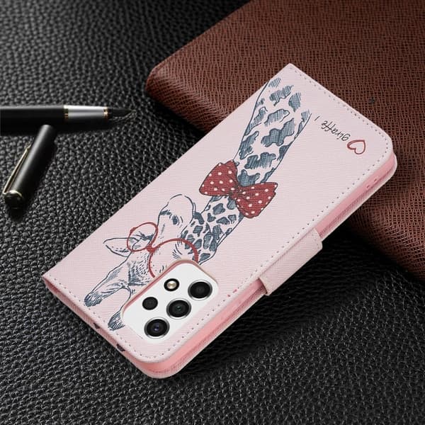 Wonderland Samsung Galaxy A53 5G Läppäkotelo - Giraffe Pink