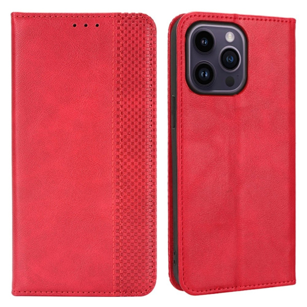 Bofink Vintage iPhone 15 Pro Nahkakotelo - Punainen Red