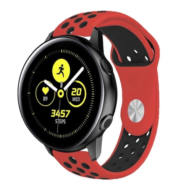 Samsung Galaxy Watch Active tofarvet silikoneurrem - rød / sort Red