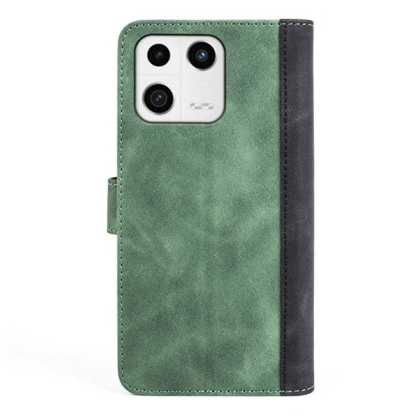 Tvåfärgat Xiaomi 13 fodral i läder - Grön Grön