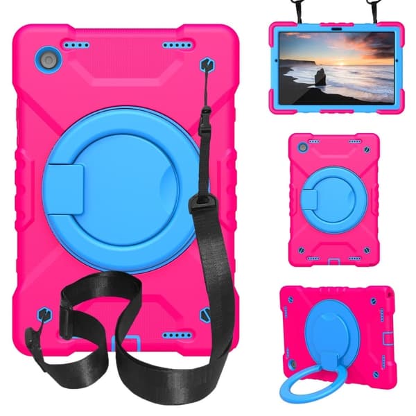 Samsung Galaxy Tab A8 10.5 (2021) hybridfodral med rem - Ros / Blå Rosa
