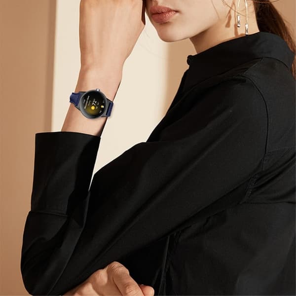 Google Pixel Watch klockarmband i äkta läder med svart kontakt - Mörkblå Blå