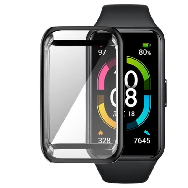 Huawei Band 7 / Honor Band 6 galvanointi läpinäkyvä kansi - Musta Black