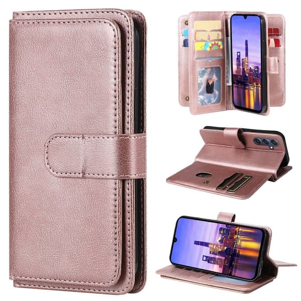 Samsung Galaxy A16 etui med pung & 10 kortpladser - Rødguld Pink