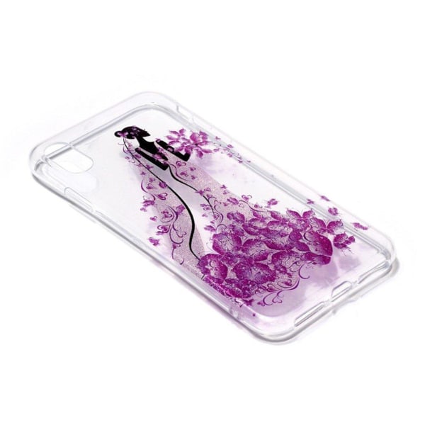 iPhone Xs Max flash powder-mønstret etui - Lilla Blomst Purple