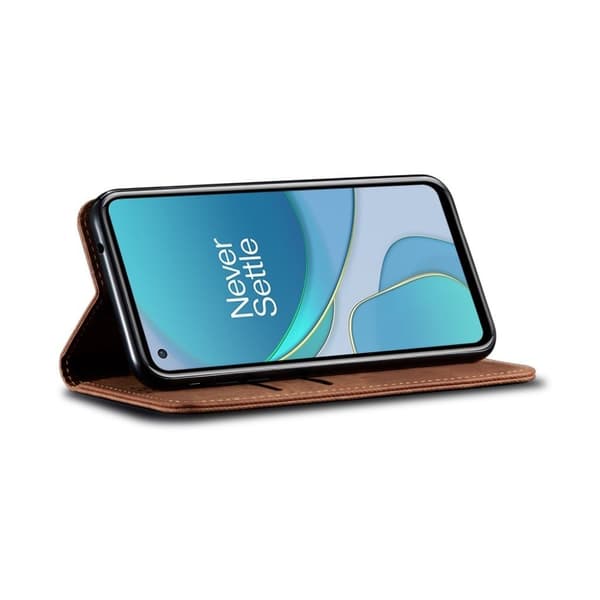 Jeans OnePlus 8T flip etui - brun Brown