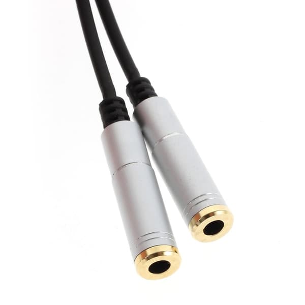 Male To Two Female 30cm Audio Splitter kabel - Sølv Silver grey