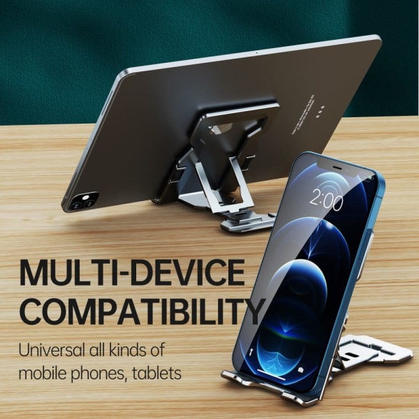 Universal aluminum alloy foldable phone bracket stand - Silver Silvergrå
