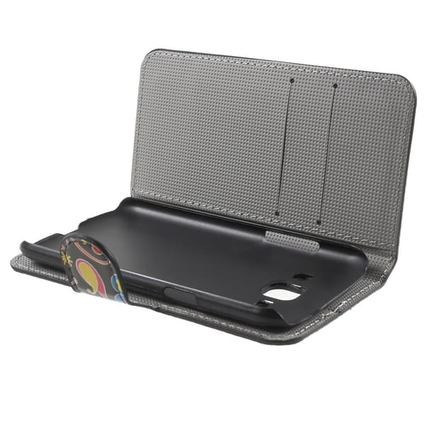 Moberg Samsung Galaxy J1 Nahkakotelo Standillä - Modernit Kukat Multicolor