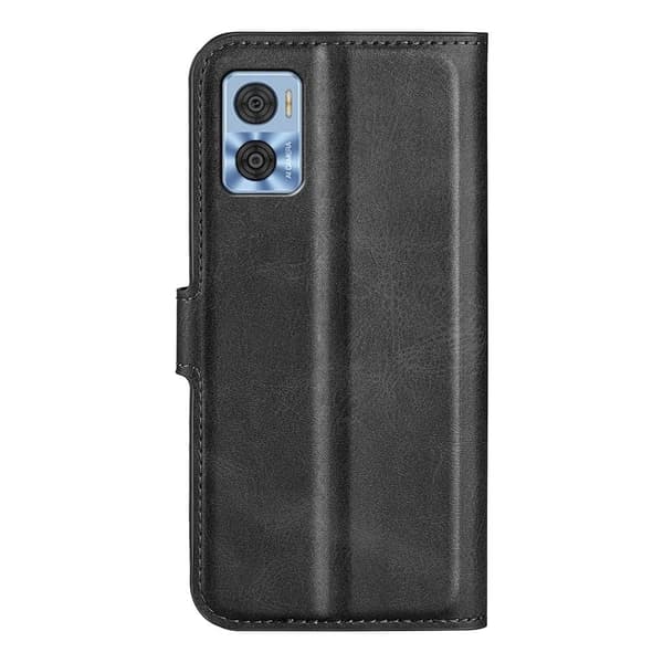 Læderetui med Pung til Motorola Moto E22 - Sort Black