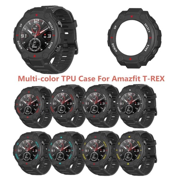 Amazfit T-Rex kompaktram - Vit Skala / Röda Ord Svart