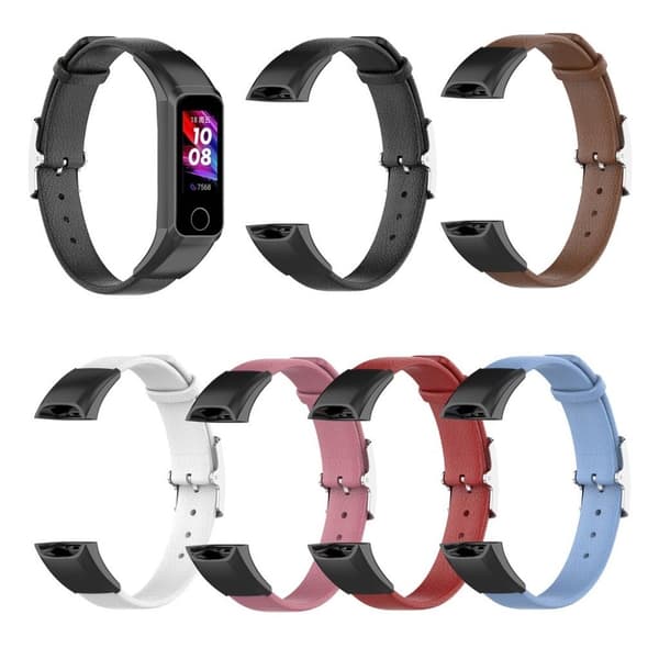Honor Band 5i aito nahkainen kellonauha - Musta Black