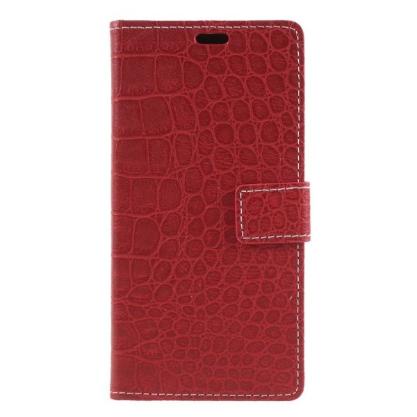 HTC Desire 12 Plus Krokotiili Nahka Lompakko Kuori - Punainen Red