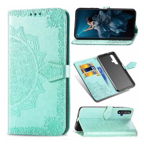 Mandala Honor 20 / Honor 20S etui i lær - Cyan Green