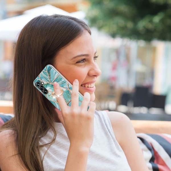 Marble Mønstret Deksel med Ring Holder til Samsung Galaxy A54 - Blå Blue
