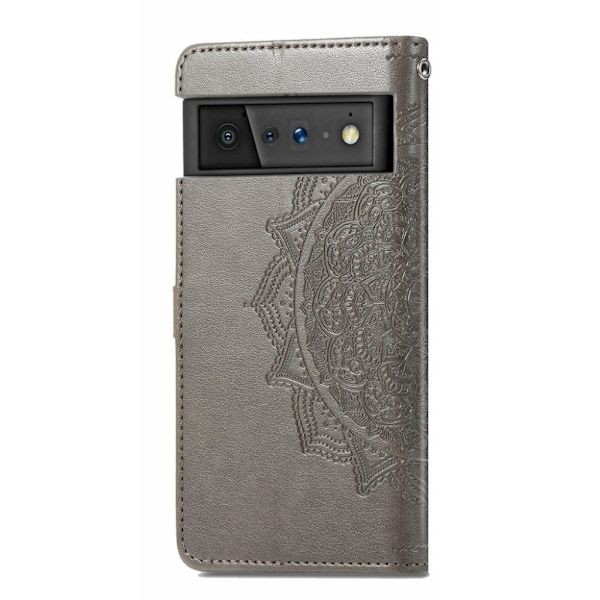 Mandala Google Pixel 6 Pro Läppäkotelo - Harmaa Silver grey