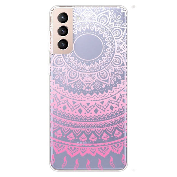 Deco Samsung Galaxy S22 Plus Etui - Lyserød / Hvid Mandala Mønster Multicolor