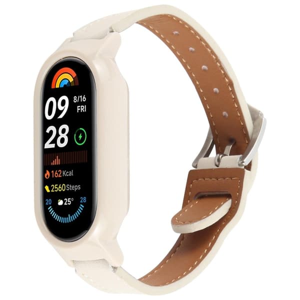 Xiaomi Smart Band 8 Bumpresistent Watch Case Integrated Ultra Fiber Leather Quick Release Watch Strap - Beige Brown
