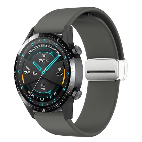 22 mm universal enkel silikonrem med sølvspenne - Space Grey Silver grey