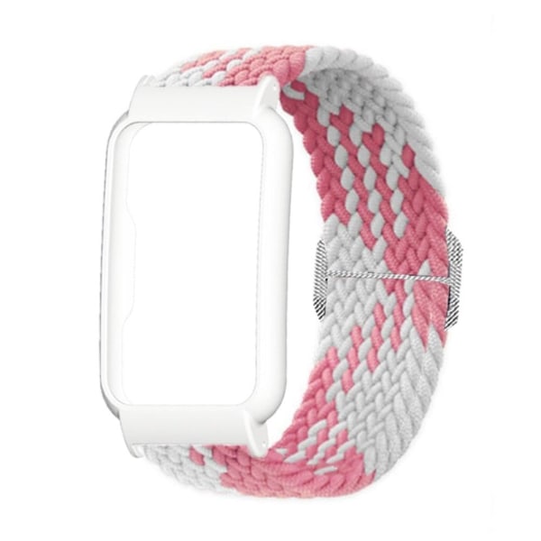 Oppo Watch Free nylon elastic watch strap - Pink White / White Vit