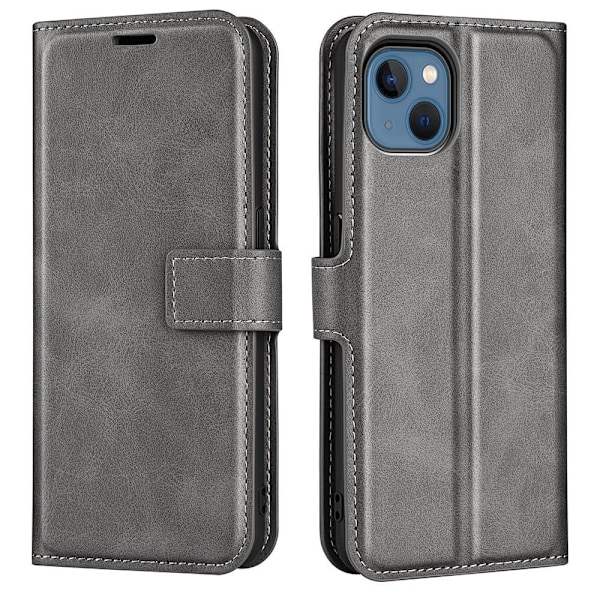 Hållbart konstläder iPhone 14 fodral med plånbok - Silver/Grå Silvergrå